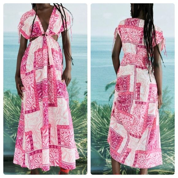 Zara Patchwork Print Dress New - Picture 10 of 11